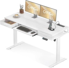 Electric Standing Desk Height Adjustable Table 120x54cm 2 Drawers Keyboard Tray
