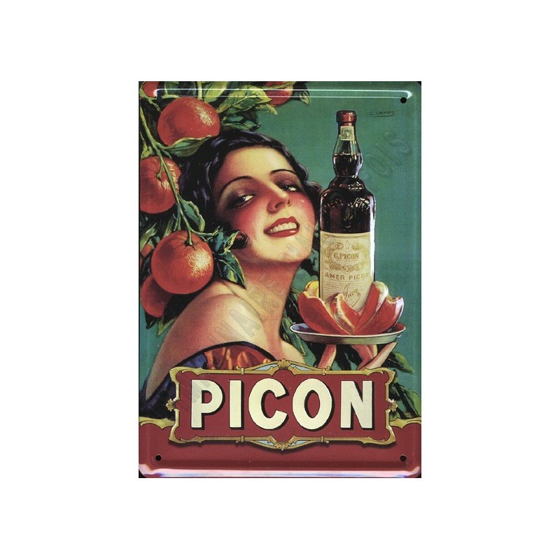 Plaque publicitaire Picon bombée en métal lourd collector 30x40cm