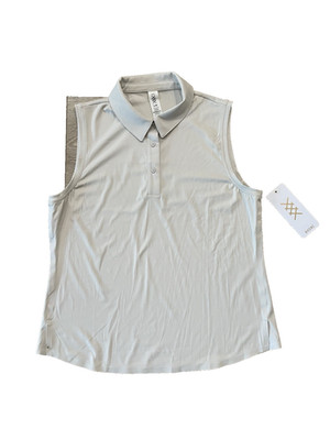 NWT Rhone Cream Course to Court Sleeveless Polo Shirt Women's Size L Ret. $88