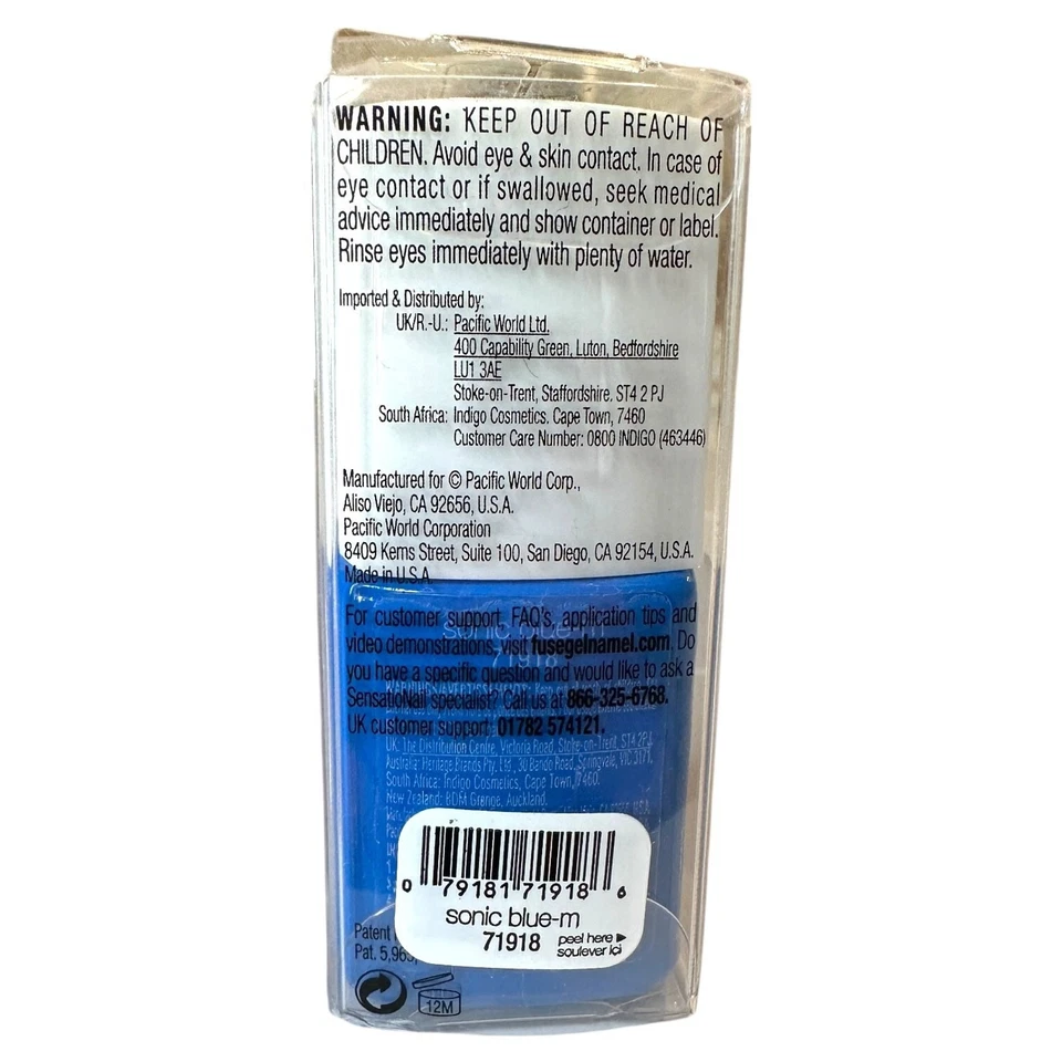 SensatioNail FUSE Gelnamel SONIC BLUE-M Bright Blue LED Gel Nail Polish 71918 - Image 2 of 4