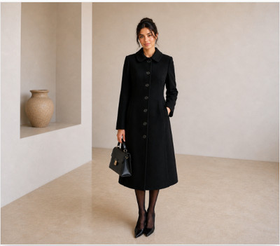 DOLCE & GABBANA Black Virgin Wool Coat 0 2 36 Classic Single Breasted Collared