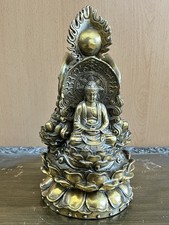 Bronze-Stupa mit Buddha Amitabha, Guanyin & Ksitigarbha 25cm