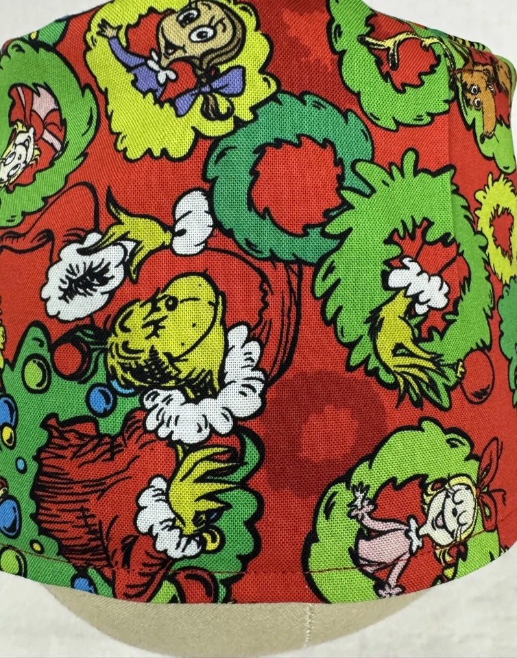 Men/Women Surgical Scrub Cap Lined Holiday Christmas Ugly Green Guy 100% Cotton - Image 3 of 3