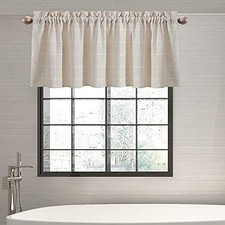 4 Pack Farmhouse Valances for Windows Boho Linen Plaid Curtain Valances, Semi...