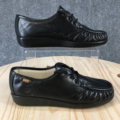 SAS Womens 7.5 N Black Siesta Loafers Leather Lace Up Oxford Comfort Walking