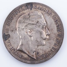 1912-A Germany 3 Mark Prussia Silver ASW .4823 KM# 527
