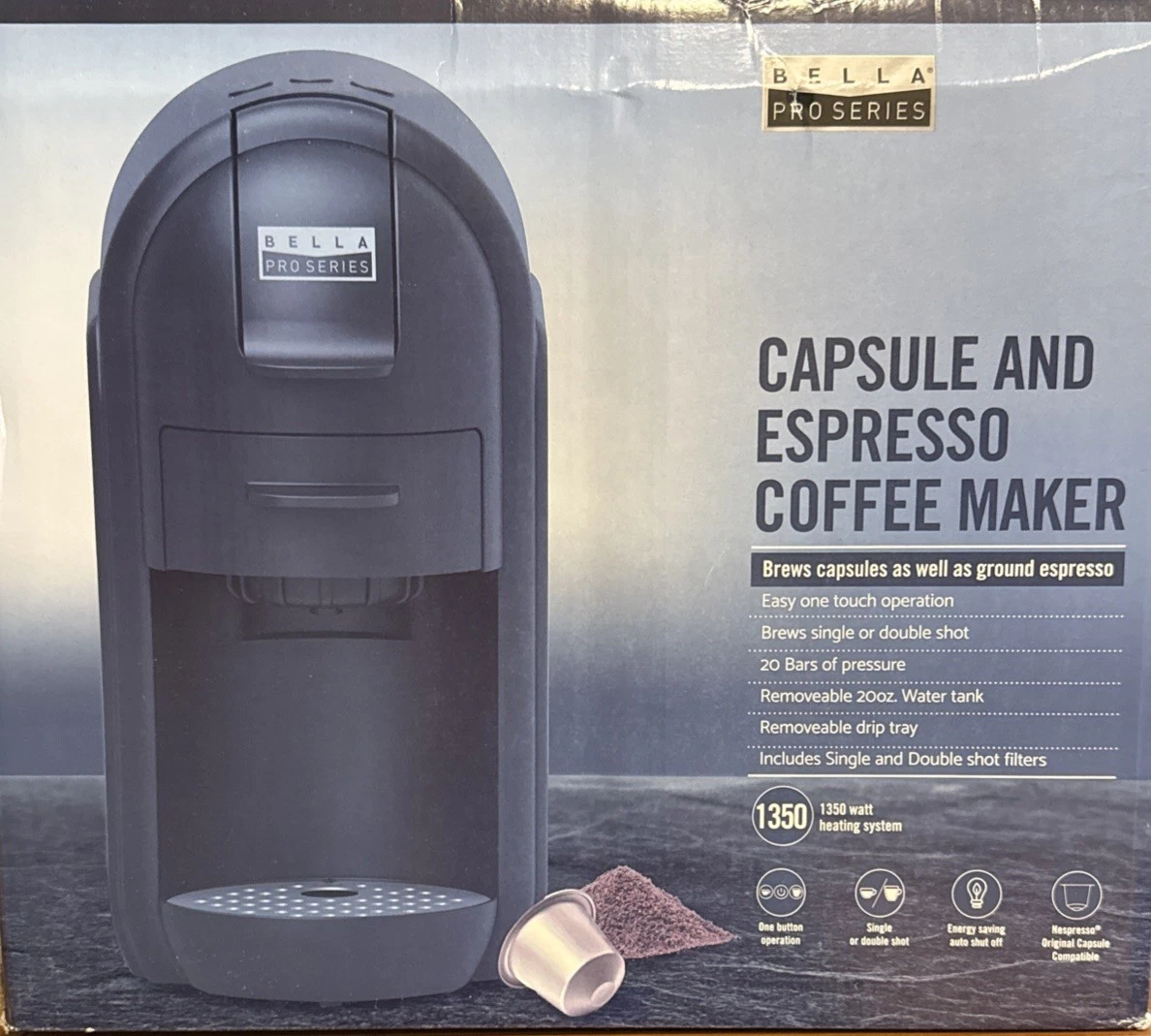 Bella Pro Series Espresso Machine 20 Bar Pressure Nespresso Compatible