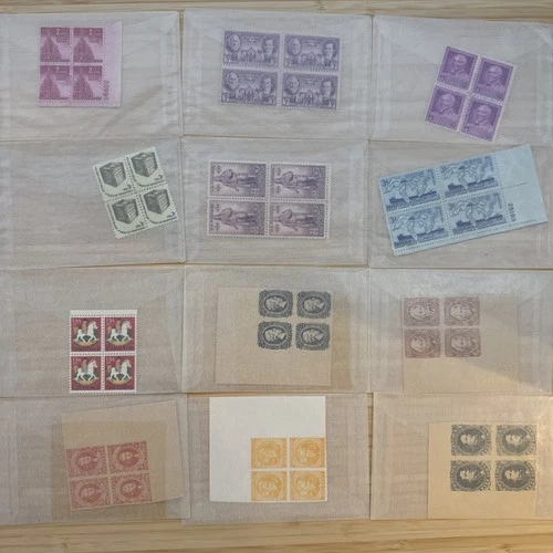 US Stamp Plate Block Lot 12 Blocks MNH MH Mint Collection Glassines Vintage