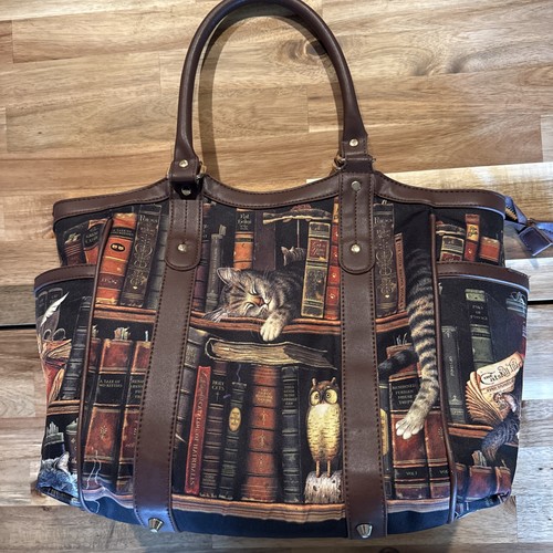 Bradford Exchange “Classic Tails” Tote Bag Kitty Library Cat Lovers Bag Purse