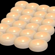  24 Flameless LED Floating Candles, 3-Inch Plastic Battery Operated 
