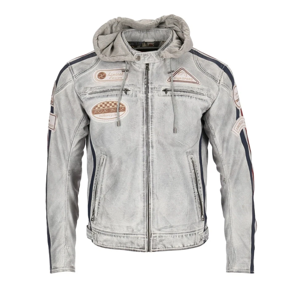 Motorrad-Lederjacke Retro/Vintage/Racing Stil - Bild 2 von 4