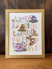 Winnie The Pooh Needle Stitch Work Framed Handmade Nursery Decor / Shower Gift