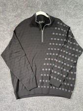 ST. CROIX 1/4 Zip Sweater XL Wool 3-D Knit Geometric Breathable USA Made Vintage