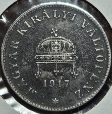 Lot of *TWO* 1917 Hungary 20 Filler IRON 100+ Year-Old High-Grade Coins - RARE!