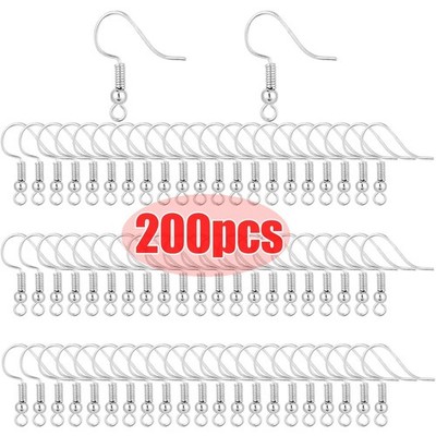 200Stk Ohrring Haken Edelstahl Hypoallergen DIY Schmuckzubehoer Set