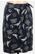 Vintage 90's Lauren Ralph Lauren 100 Silk Nautical Wrap Skirt Size 8 Sailboat