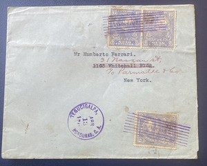 HONDURAS 1916 COVER TO NY PANAMA’S CONSUL Via New Orleans