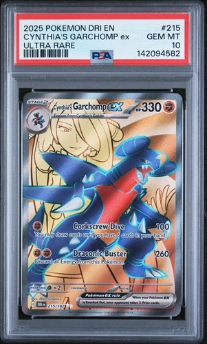 2025 POKEMON DRI EN-DESTINED RIVALS ULTRA RARE #215 CYNTHIA'S GARCHOMP EX PSA 10