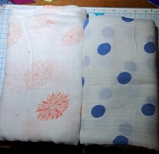 2PK Luxury Baby Muslin Swaddles 120cm Bamboo/Organic Cotton flower & spot design