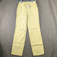 Good American Good 90s Relaxed Faux Leather Pants In Key Lime SZ 0/25 NWT