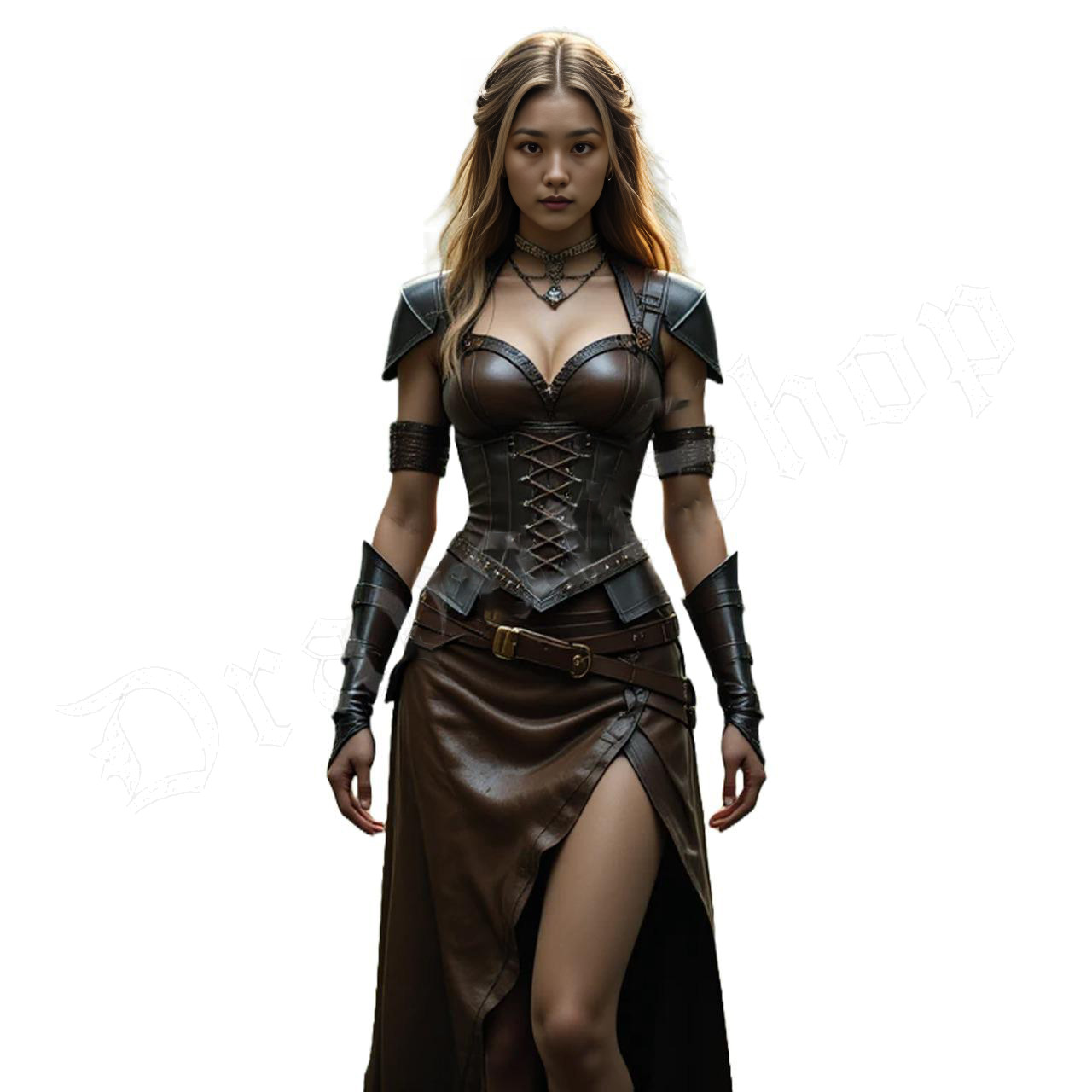 Traje de guerrero vikingo hecho a medida corsé de cuero marrón disfraz de fantasía para mujer