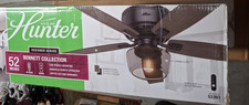 Hunter 52 In. LED Indoor Matte Black Ceiling Fan With Globe Light  Remote 53393
