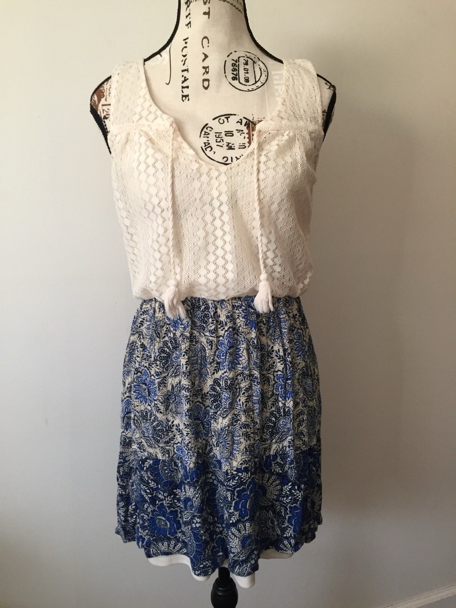 Charlotte Russe Women's White Blue Floral Sleeveless Dress Size Small | eBay