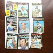 Topps 1971 Baseball Card Lot 9 MLB Players Tigers Expos Red Sox Cubs Padres