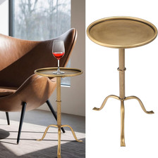 Bronze Metal Martini Pedestal Side Table for Living Room & Bedroom 12.5" x 27.75