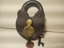 Rare Antique FB&C Padlock w Skeleton Key Works