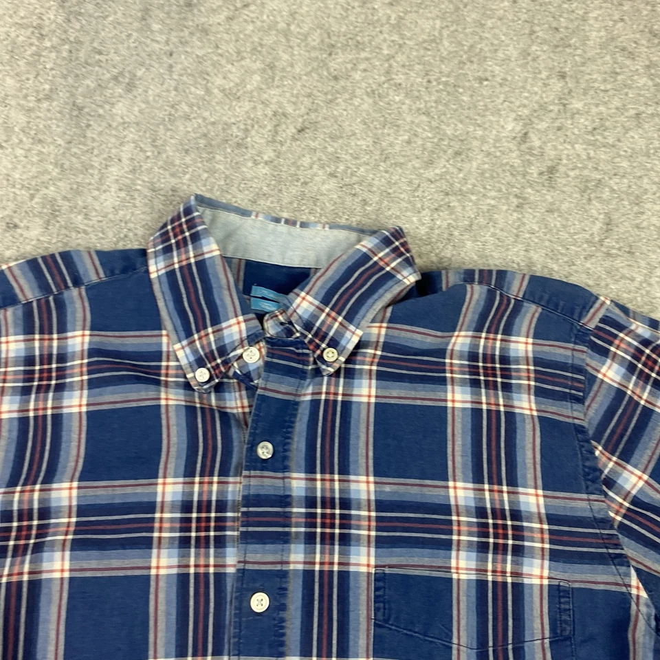 J McLaughlin Shirt Mens Large Blue Plaid Button Down Trim Fit Long Sleeve Cotton - Image 3 of 4