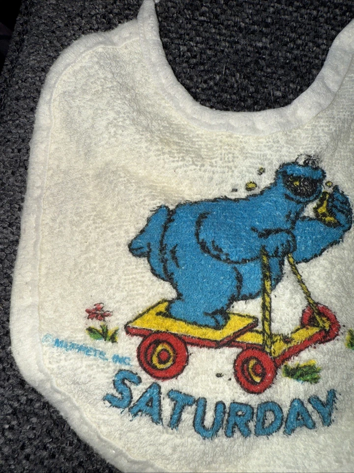 Vintage Sesame Street Cookie Monster Cloth Bib Smock Jim Henson Saturday - Image 3 of 4