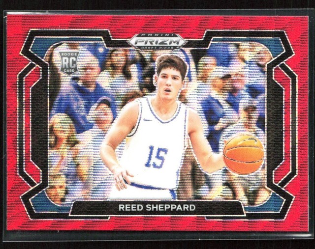 Reed Sheppard 2024-25 Panini Prizm Red Wave Variation RC #21 Houston Rockets