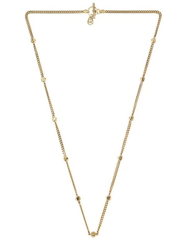 NUOVA COLLANA CATENA BORCHIE MICHAEL KORS GOL GLAM ROCK TONO ORO PIRAMIDE MKJ2901