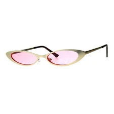 Skinny & Wide Fashion Sunglasses Womens Flat Oval Metal Frame