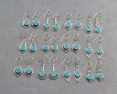 Pendentif Chrysoprase Naturel - 30 Pierres Sur Chaîne Argentée - Longueur 2,5 à 6 Cm - Fait Main En Inde