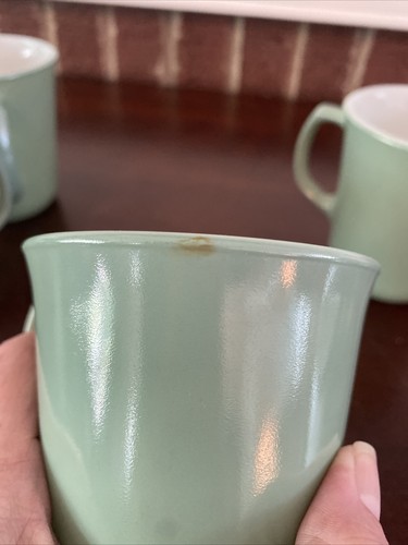 Pyrex Coffee Mug Vtg Mint Green Milk Glass D Ring Handle Set Of 4 - Picture 11 of 12
