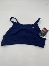 New TYR DURA Fast D-FIT Size S(4/6) Navy Swim Training Top Bra