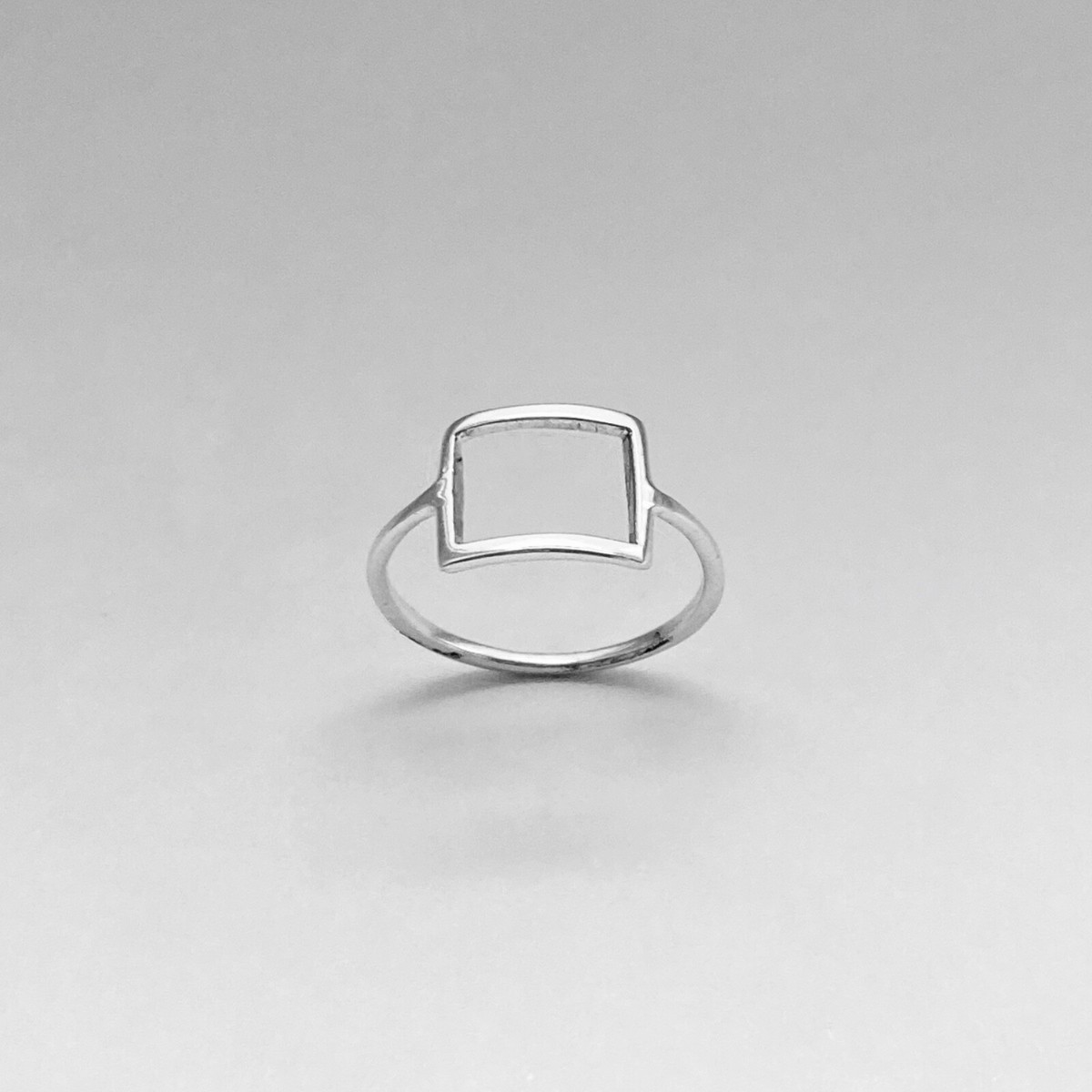Sterling Silver Thin Open Square Ring, Delicate Ring, Silver Rings 