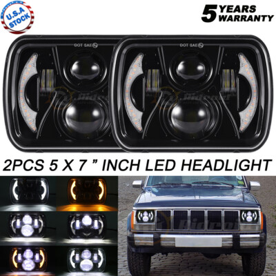 2x 7x6'' 5x7'' H6054 Projector LED Headlight For International Harvester Peterbilt