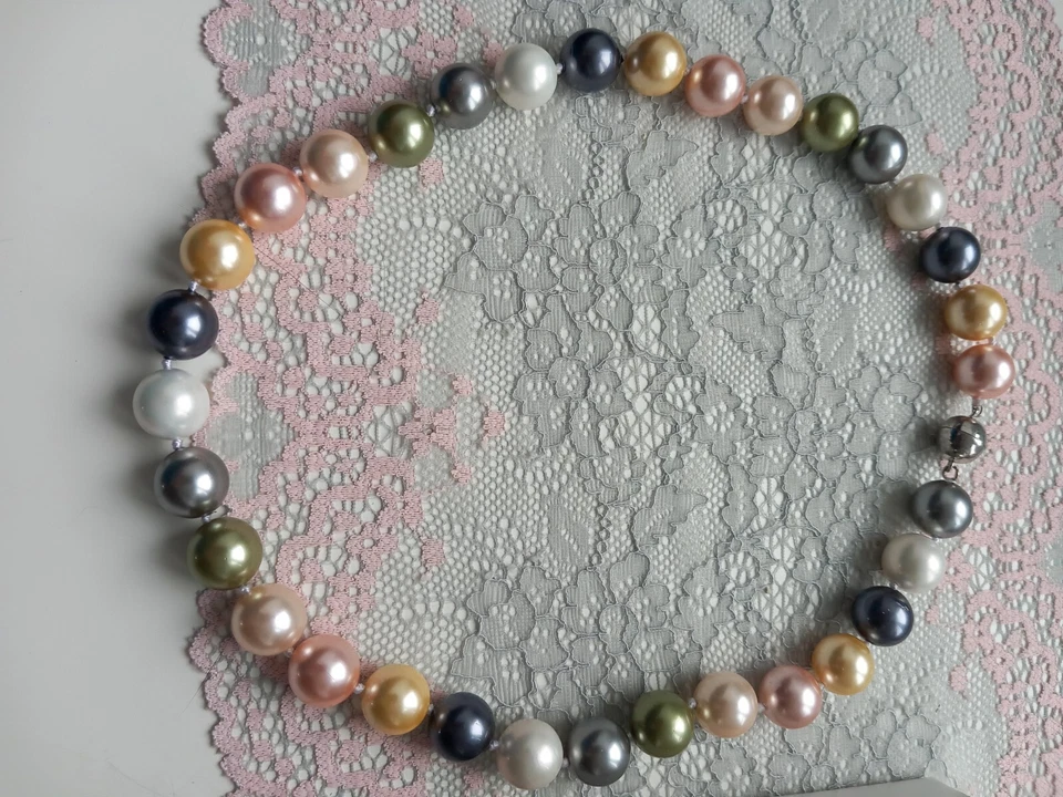 Perlenkette,multicolor, Muschelkern,45cm, TOO! - Bild 2 von 3