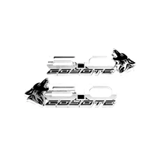 V4 Howling Coyote Fender Badges - Chrome - Ford Mustang GT 5.0 - All Metal