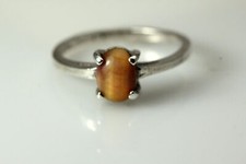 925 Sterling Silver Size 8.75 Oval Light Brown Stone Ring 2.5 Grams RIN6231 