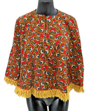 VTG Poncho Shrug Shawl Pullover Sweater Handmade Multicolor