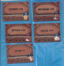 2011 TOPPS GLOVE MANUFACTURED LEATHER NAMEPLATES (5) BOB FELLER JAYSON HEYWARD