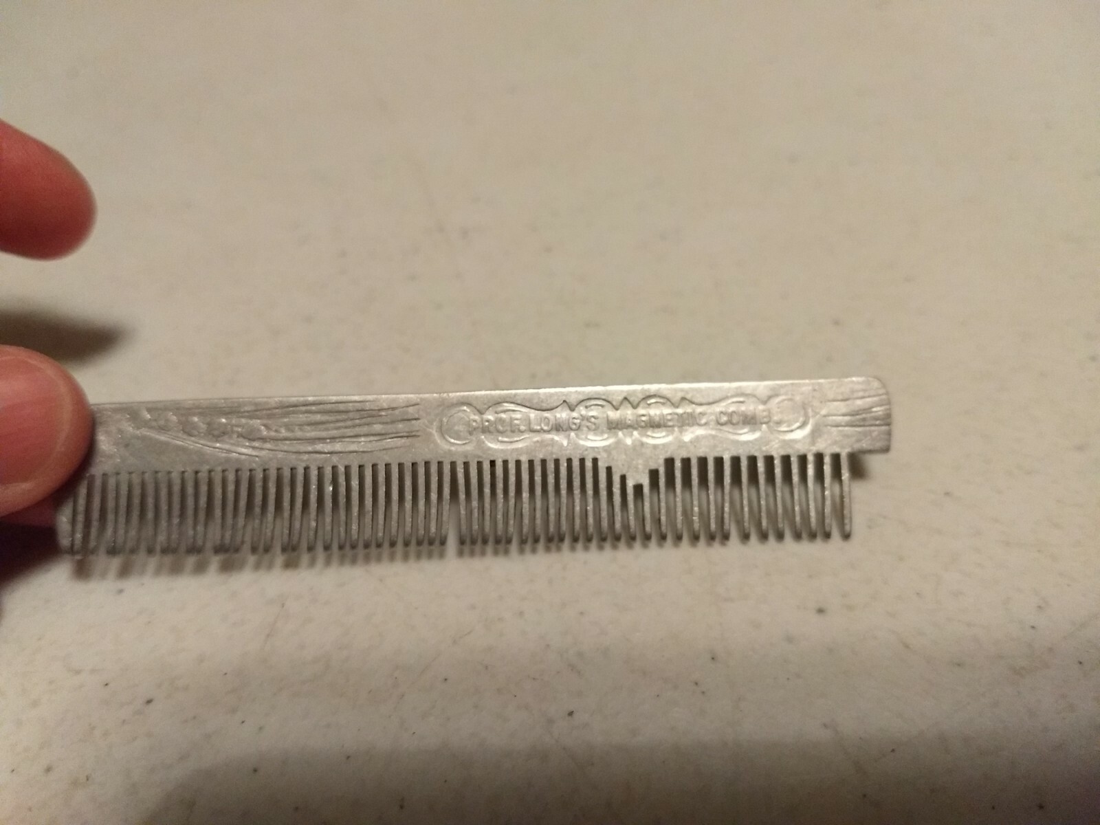 Vintage Prof. Long's Advertisting Metal Mustache Comb Medical