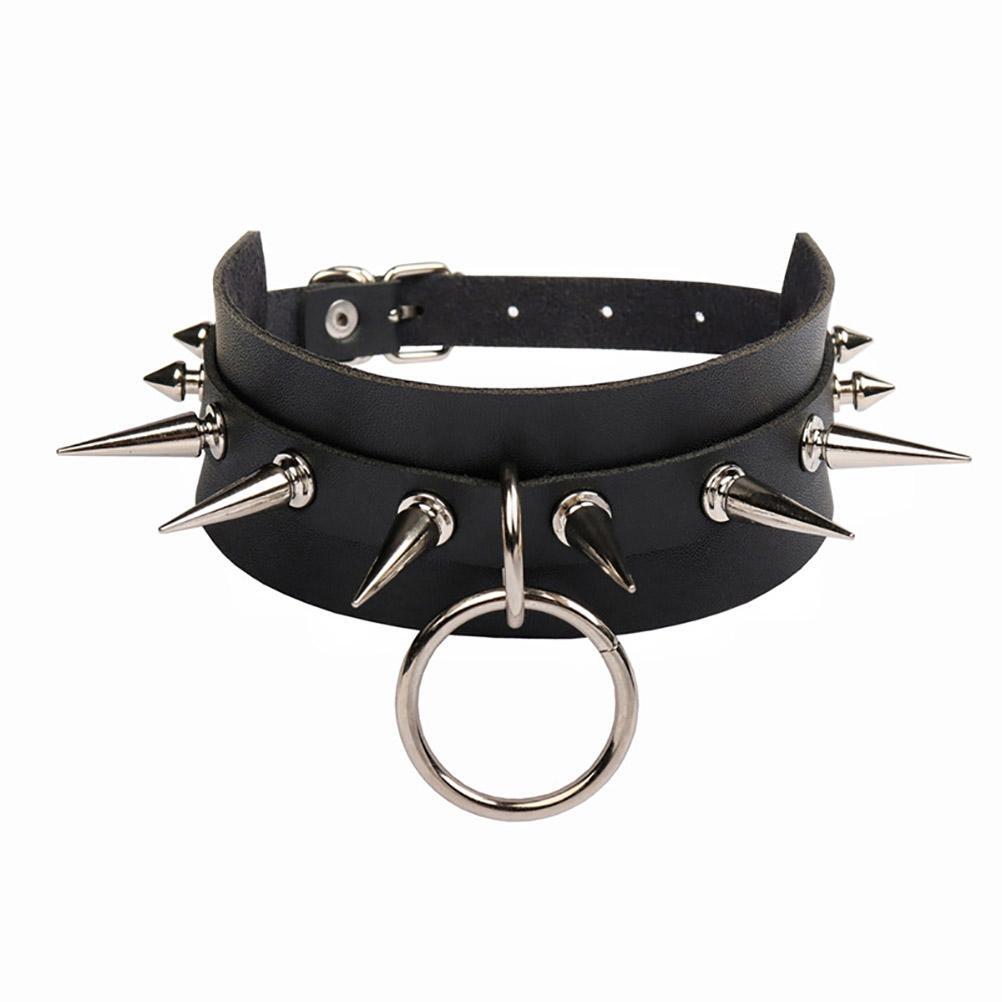 Clavicle Chain Adjustable PU Leather Spike Rivet Stud Collar Choker