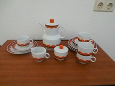 Winterling Marktleuthen Kaffeeservice 4 Pers. Orange Weiß Pop Art 60er 70er (B)