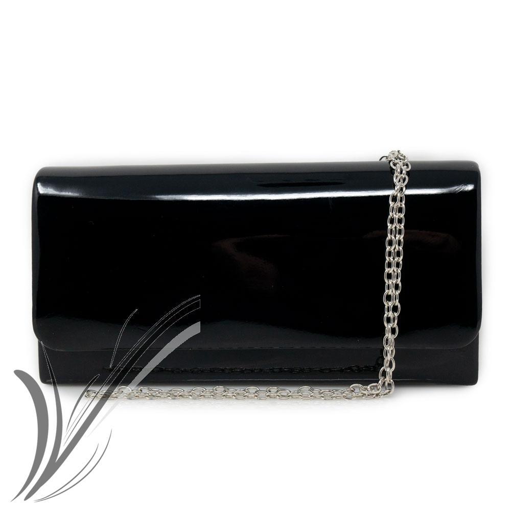 Pochette vernice nera cerimonia lucida clutch elegante piccola