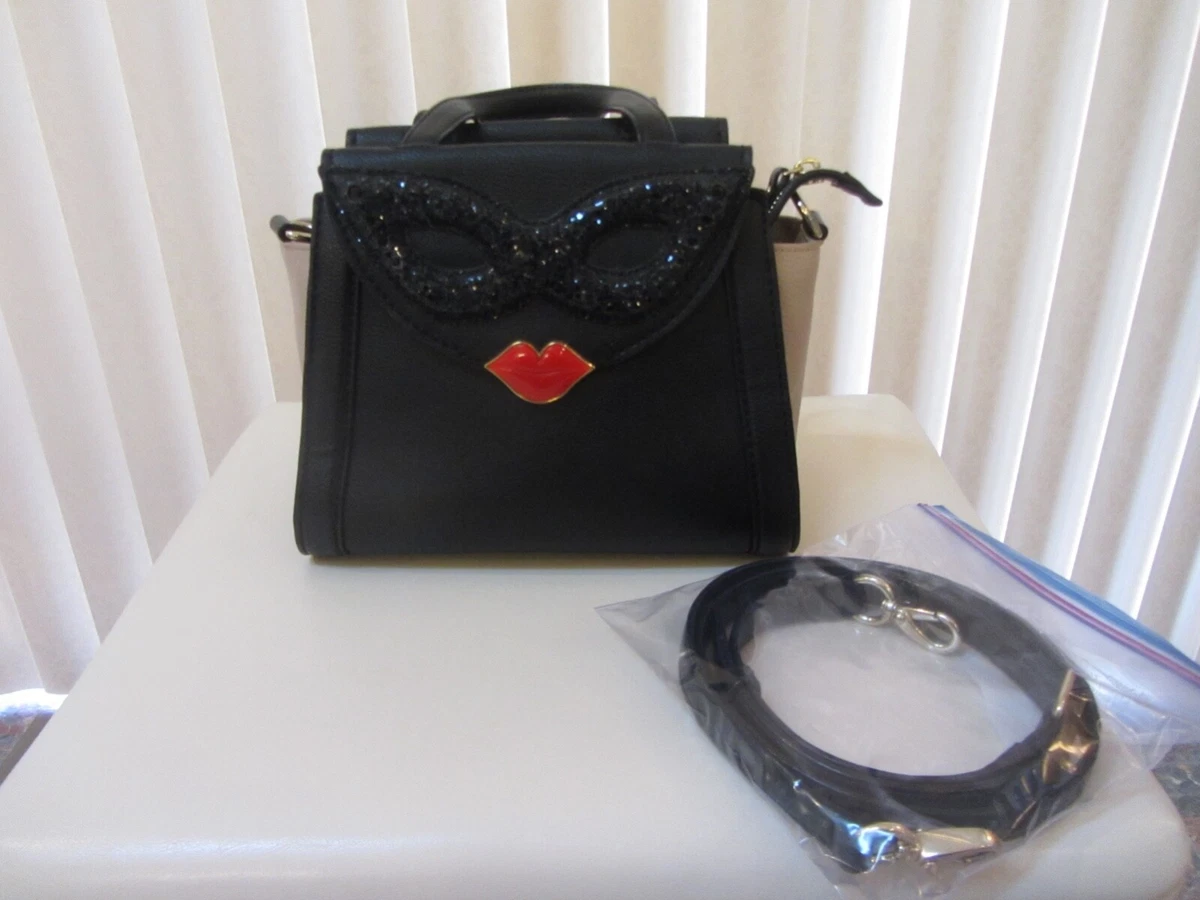 Kate Spade Silver Glitter Pockets Leather Shoulder Handbag Purse Black |  eBay